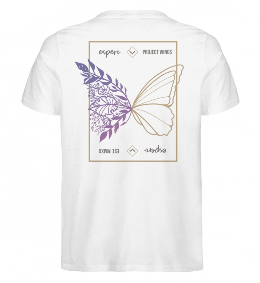 Herrenshirt Wings Flow Weiß mit Rückenprint - Herren Premium Organic Shirt-3