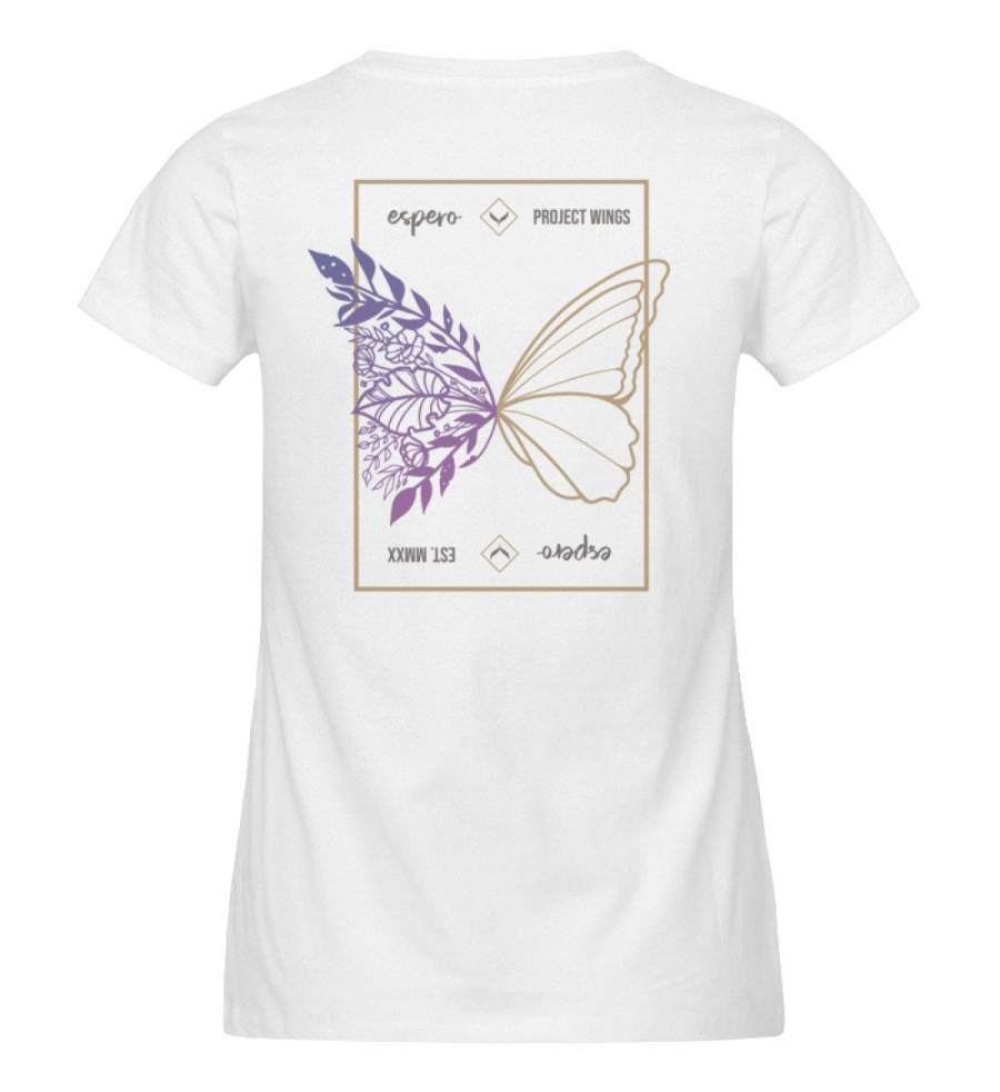 Damenshirt Wings Flow Weiß mit Rückenprint - Damen Premium Organic Shirt-3