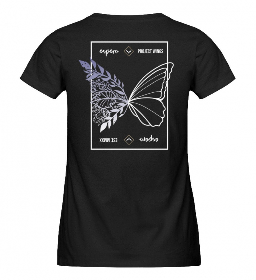 Damenshirt Wings Flow Schwarz mit Rückenprint - Damen Premium Organic Shirt-16