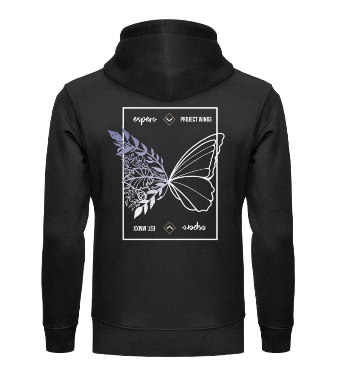 Herrenhoodie Wings Flow Schwarz mit Rückenprint - Unisex Organic Hoodie-16