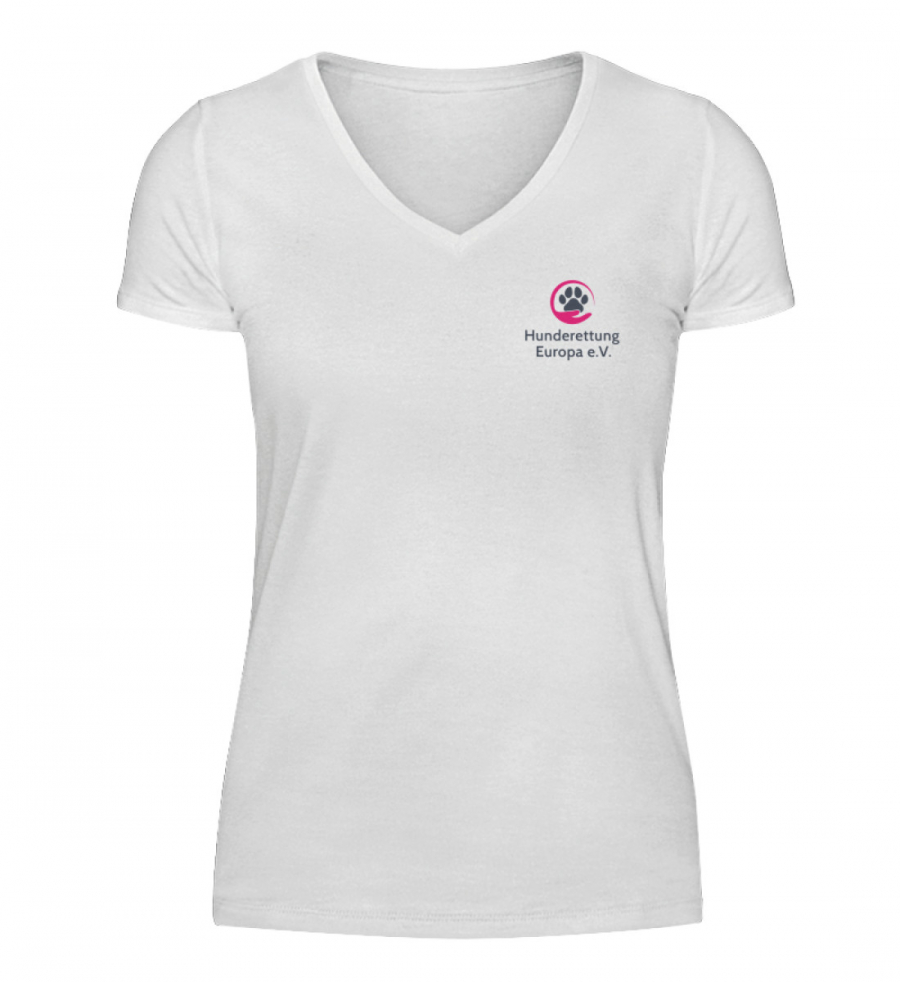 Damenshirt Support dunkler Print (Weiß) - V-Neck Damenshirt-3