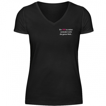 Damenshirt Save heller Print (Schwarz) - V-Neck Damenshirt-16