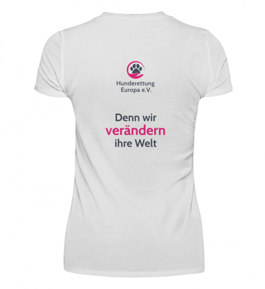 Damenshirt Team dunkler Print (Weiß) - V-Neck Damenshirt-3