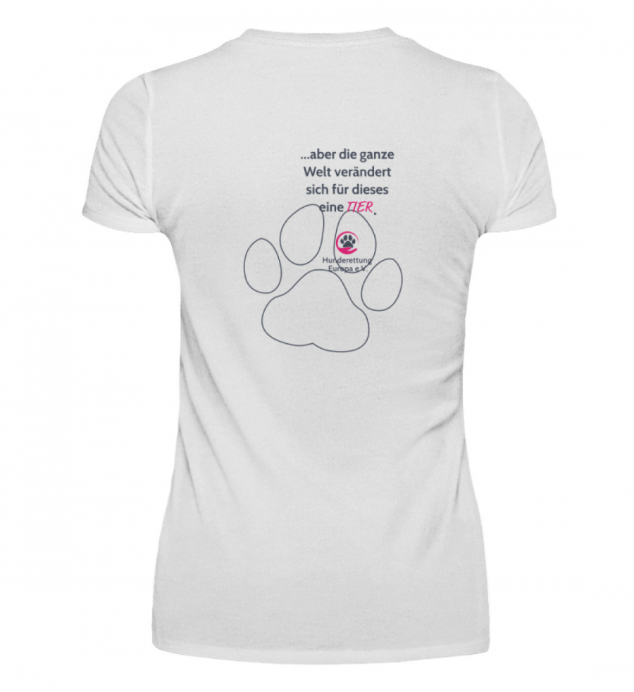Damenshirt Save dunkler Print (Weiß) - V-Neck Damenshirt-3