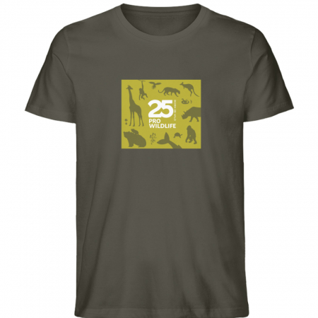 Shirt 25 Jahre Pro Wildlife Animals Khaki - Herren Organic Shirt-7072