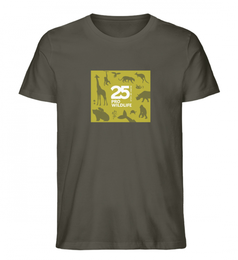 Shirt 25 Jahre Pro Wildlife Animals Khaki - Herren Organic Shirt-7072