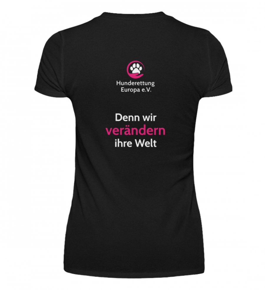 Damenshirt Team heller Print (Schwarz) - V-Neck Damenshirt-16